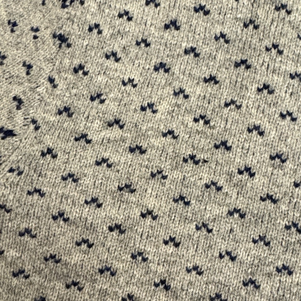 J. Crew Men's Gray and Navy Crewneck Sweater 100% Lambs Wool - Picture 4 of 8